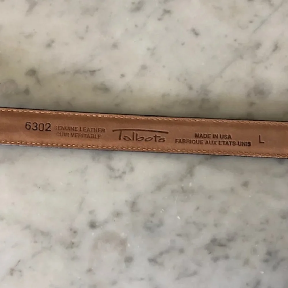 TALBOTS Crocodile Print Brown Western Silver Scroll Buckle Belt Large